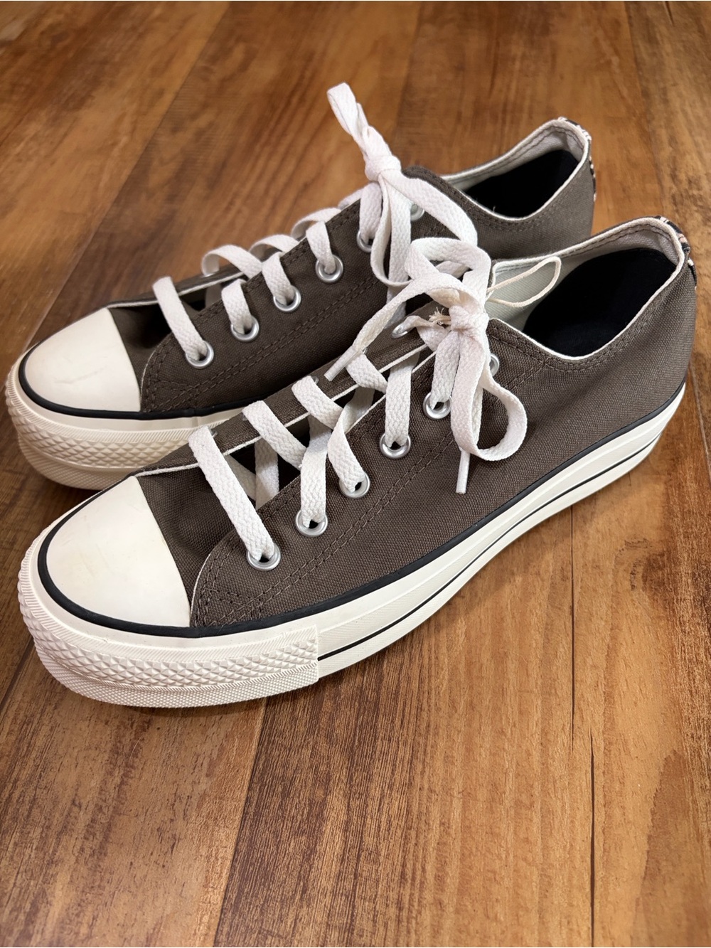 Converse Chuck Taylor brown All Star Lift Platform Ox Grey Shoes size 9